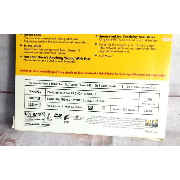 Seinfeld Season 3 DVD Classic Sitcom 13 Hours of Exclusive Special Features - Picture 5 of 7